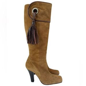 BCBGMaxAzria Suede Tassle Heel Boots